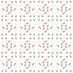 Seamless Christmas pattern winter berries watercolor illustration wrapping surface design bed linen fabric