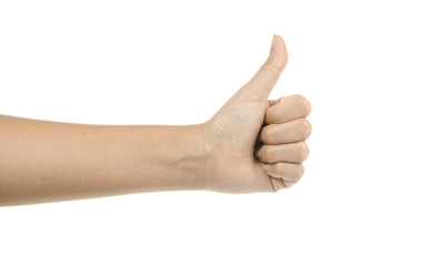 hand thumb up on white background