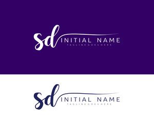 S D SD Initial handwriting logo vector. Hand lettering for designs.