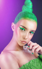 Green metallic makeup