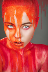 Orange metallic makeup