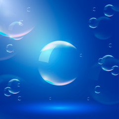 Abstract Blue Bubbles Background