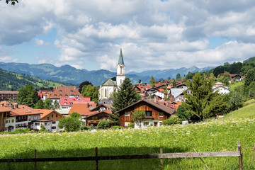 Fototapeta na wymiar View of Bad Hindelang in Bavaria, Germany