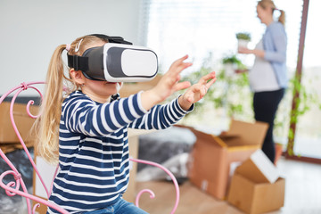 Girl explores the virtual house