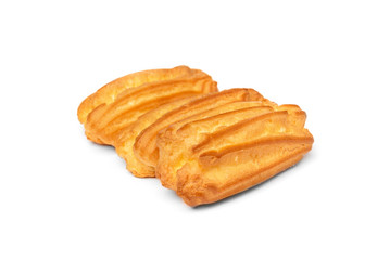 Traditional French dessert eclairs isolated on white background.