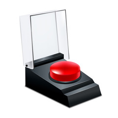Realistic Detailed 3d Alarm Emergency Red Button. Vector