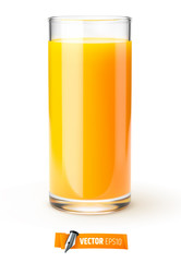 Verre de jus de fruit vectoriel sur fond blanc