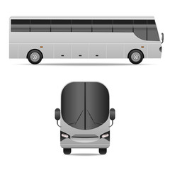 Realistic Detailed 3d Different View White Bus Set. Vector