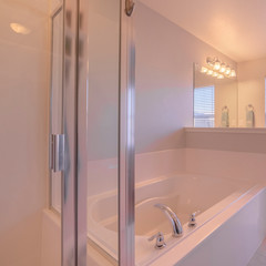 Square Fresh clean white modern bathroom interior bright interior