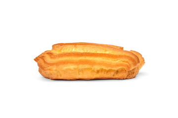 Traditional French dessert eclairs isolated on white background.