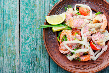 Delicious spicy seafood salad