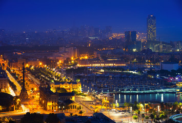 view to Barcelona  in summer night