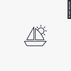 Boat, linear style sign for mobile concept and web design