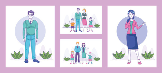 Fototapeta premium bundle of family members characters