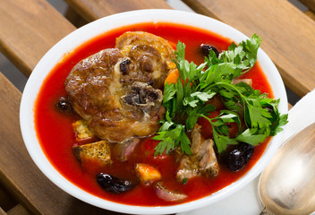 Tomato soup with mutton