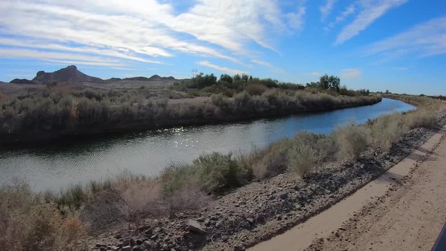 POV while driving along the Gila Gravity Canal - Yuma Irrigation District in southern Arizona