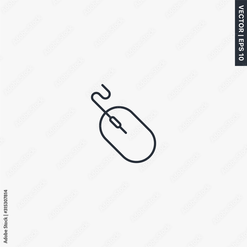 Poster computer mouse, linear style sign for mobile concept and web design