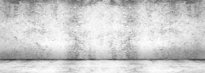 Blank concrete wide dark wall texture background.Wide Concrete with floor panorama for Composing.