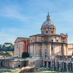 Obraz premium View of the Roman Forum and the Temple of Romulus on a sunny summer day