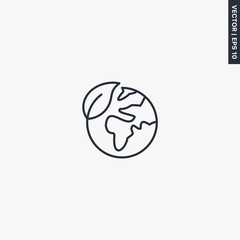 Ecology earth, linear style sign for mobile concept and web design
