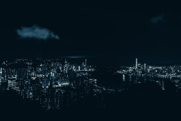 Naklejka premium blue filter of city night light