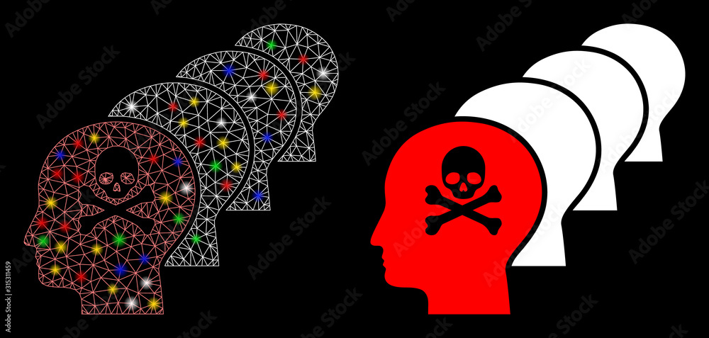 Poster glossy mesh kill all humans icon with glow effect. abstract illuminated model of kill all humans. sh