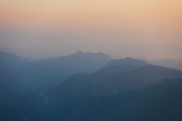 Fototapeta na wymiar Panorama of the mountains at sunset.