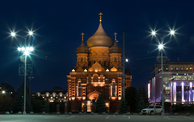 Obraz premium Ancient kremlin in Tula at night, Russia