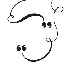 Calligraphic flourish quote bubble frame. Copy space vector quote box for greeting card. Blank template design quotation quotes symbols. Creative banner illustration