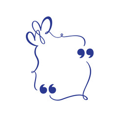 Calligraphic flourish quote box frame. vector quote box with heart for love valentine card. Blank template design quotation bubble quotes symbols. Creative banner illustration