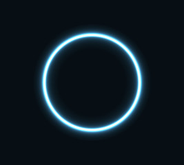 Blue glowing neon circle for a banner. EPS 10