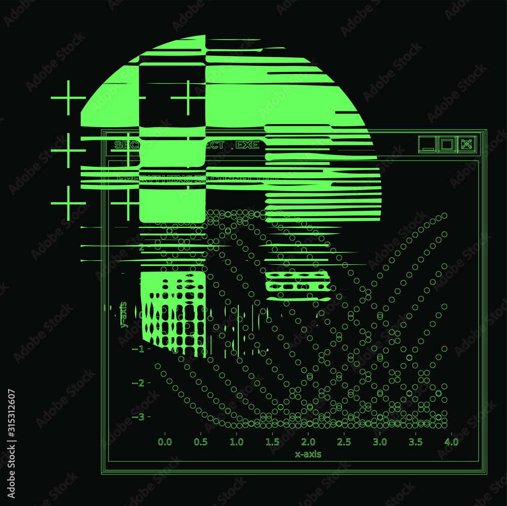 Poster Abstract technology background with User Interface or HUD elements.