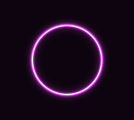  Violet neon circle for banner. Glowing geometric shape icon. EPS 10
