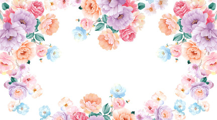 Fototapeta premium Computer drawn flower illustration，Watercolor flowers.Flowers Watercolor illustration.Manual composition.Big Set watercolor elements.