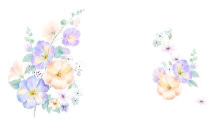 Obraz premium Computer drawn flower illustration，Watercolor flowers.Flowers Watercolor illustration.Manual composition.Big Set watercolor elements.