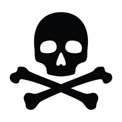 Crossed bones and skull logo icon. death or poisonous object symbol image vector.