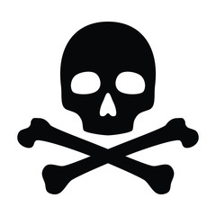 Crossed bones and skull logo icon. death or poisonous object symbol image vector.