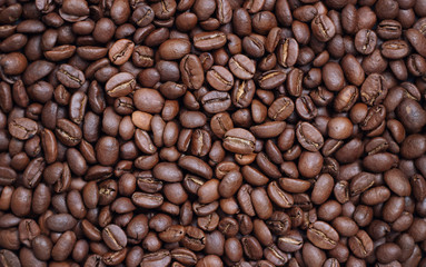 Roasted aromatic coffee beans as background