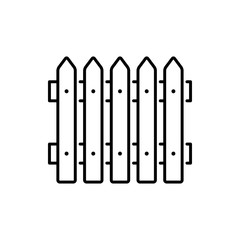 Icono plano lineal cerca de estacas de madera en color negro
