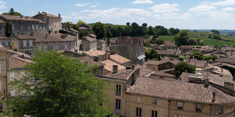 Fototapeta na wymiar top aerial view of Saint-Emilion village in Bordeaux france
