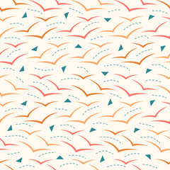 seamless colorful abstract wave pattern with geometric and points