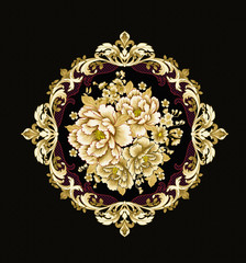 Exquisite baroque design, rococo design, suitable for textile clothing and wallpaper design