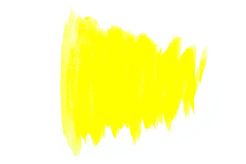 Naklejka na ściany i meble Yellow watercolor on white background.The color splashing in the paper.It is a hand drawn. For text, element for decoration.