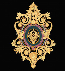 Exquisite baroque design, rococo design, suitable for textile clothing and wallpaper design