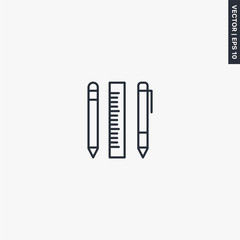 Pencil, ruler, pen, linear style sign for mobile concept and web design