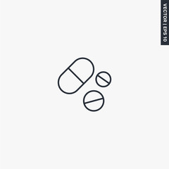 Pill, linear style sign for mobile concept and web design