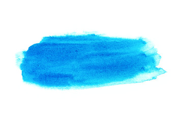 Blue sky watercolor on white background.The color splashing in the paper.It is a hand drawn. For text, element for decoration.