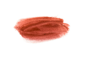 Red watercolor on white background.The color splashing in the paper.It is a hand drawn. For text, element for decoration.