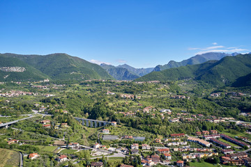 The city of Salo, Italy. Lake Garda, blue sky, mountains