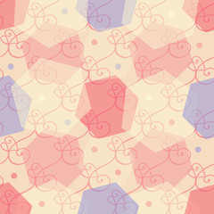 seamless abstract sweet pattern background from curve line and hexagon